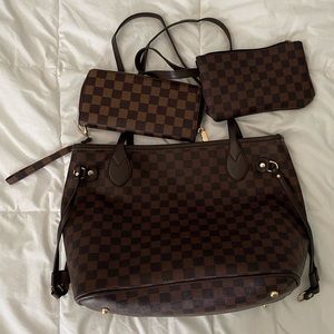 Brown Checkered Bag Trio❤️